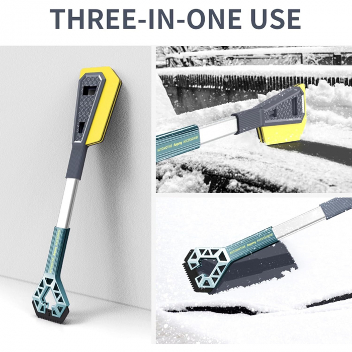 Racleta Auto pentru Zapada cu Doua Capete, Flippy, Universala, Deszapezire Masina, cu Maner, Ergonomica, Detasabila, pentru Geamuri si Caroserie, Usor de Utilizat, 61x12.5 cm, Albastru [4]