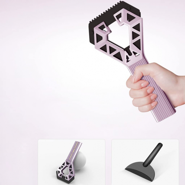 Racleta Auto pentru Zapada cu un Capat, Flippy, Universala, Deszapezire Masina, cu Maner, Ergonomic, Detasabila, pentru Geamuri si Caroserie, Usor de Utilizat, 23.5x4.3 cm, Mov [3]