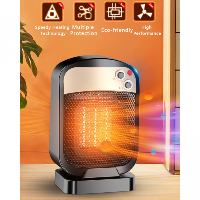 Radiator electric vertical mic Flippy, incalzitor cu 3 trepte de putere , 1800w, negru [5]