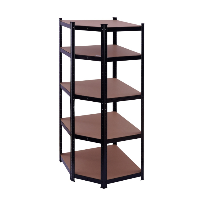 Raft de colt negru 70x45x180 cm pentru depozitare ROTOR [2]
