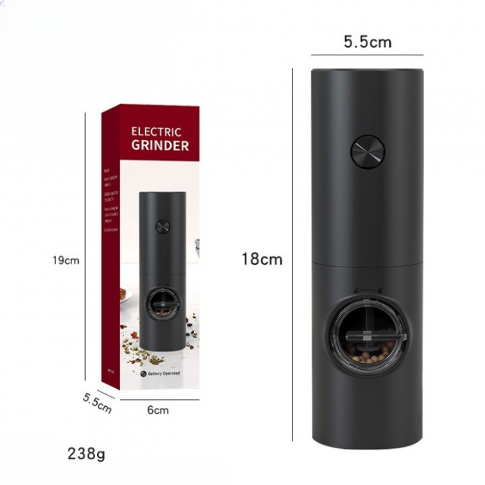 Rasnita Electrica pentru Cafea si Condimente, Flippy, Cutit de Macinare din Otel Inoxidabil, Incarcare cu Baterii, Optiuni Diferite de Macinare, Usor de Manevrat, 18x5.5cm, Negru [8]