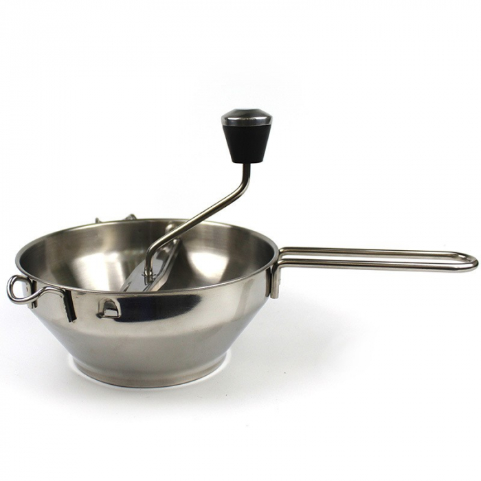 Rasnita Manuala pentru Fructe, Flippy, din Otel Inoxidabil, Macinare Alimentelor pentru Bebelusi, 3 Discuri de Macinat, Presa, pentru Tocat Cartofi, 19x20x33 cm, Argintiu [6]