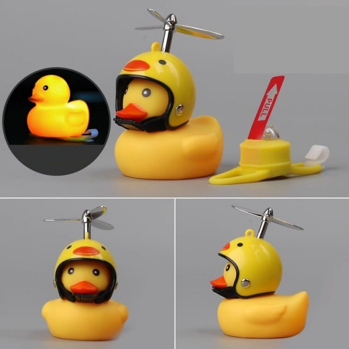 Ratusca Decorativa, Flippy, pentru Bicicleta, Motocicleta, Masina, cu Sistem de Prindere, Lumini, 7.5 x 9 cm, cu Casca, Galben [3]