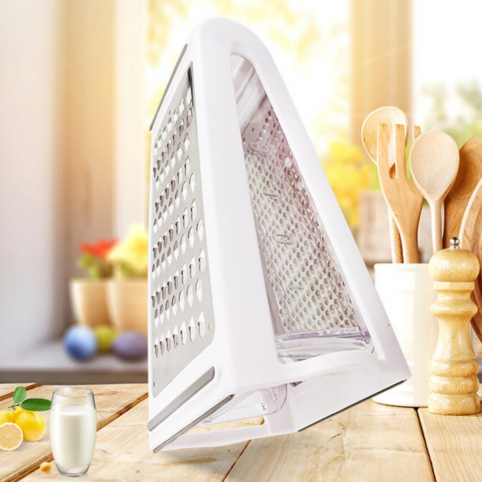 Razatoare de bucatarie cu cutie colectoare Flippy, doua tipuri de lame, carcasa inox si ABS, design practic, alb [4]