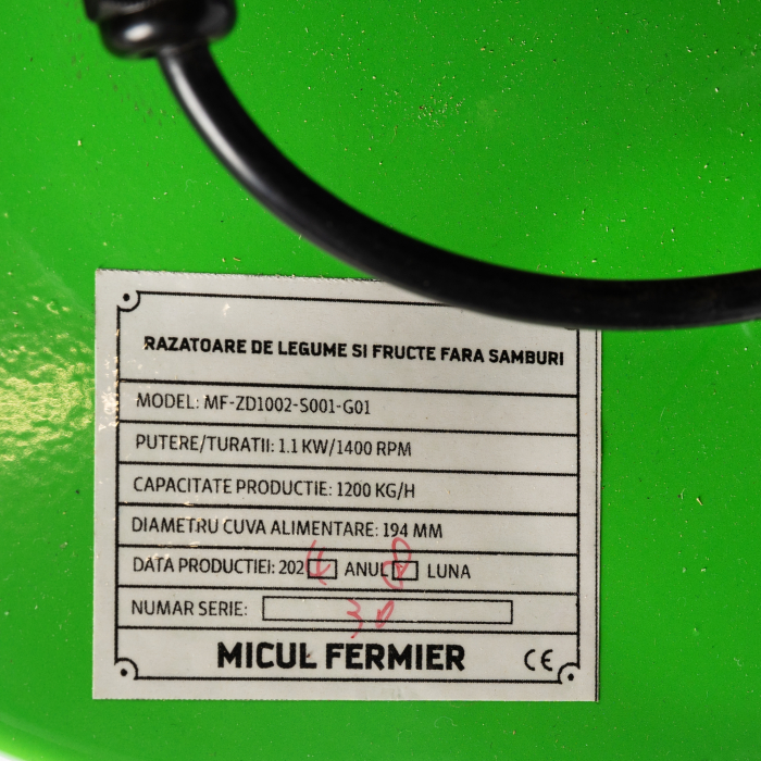 Razatoare de legume si fructe fara samburi Micul Fermier, 1.1KW, capacitate de productie 1200Kg/h, volum 35L [4]