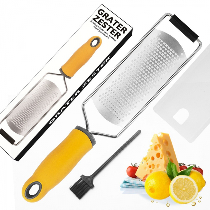 Razatoare manuala Flippy, perie inclusa, Inox, usor de utilizat, 31x6.7 cm, Galben [4]