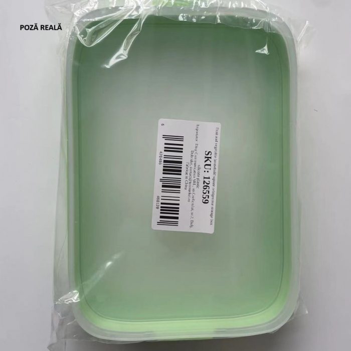 Recipient de Depozitare Alimente, Flippy, Etans, pentru Frigider, din Plastic, Mentinere Proaspata, Reutilizabil, Rezistent la Temperaturi Extreme, 22x14.7x5 cm, Verde [5]