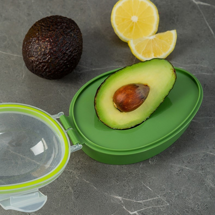 Recipient de Depozitare Avocado, Flippy, Etans, pentru Frigider, din Plastic, Mentinere Proaspata, 15.3x11x8 cm, Verde [3]