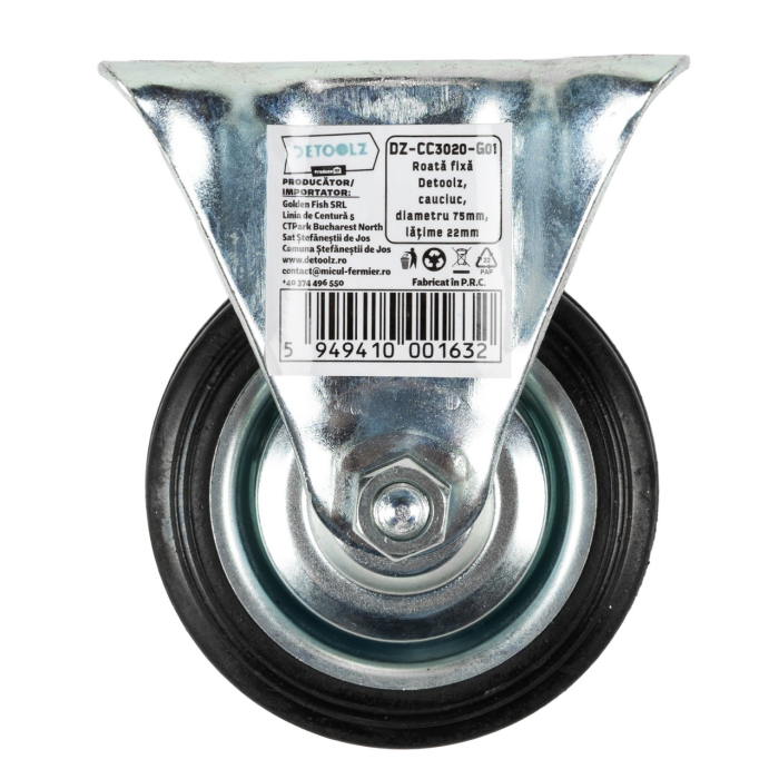 Roata fixa Detoolz, cauciuc, 75x22mm G01 [2]