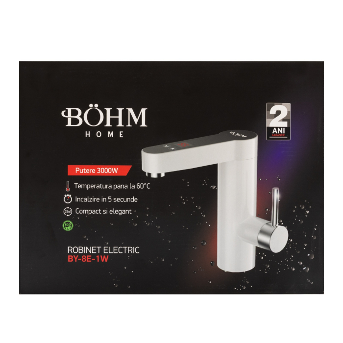 Robinet electric Alb, Compact cu afisaj digital BY-8E-1W BoHM 3000 W [2]