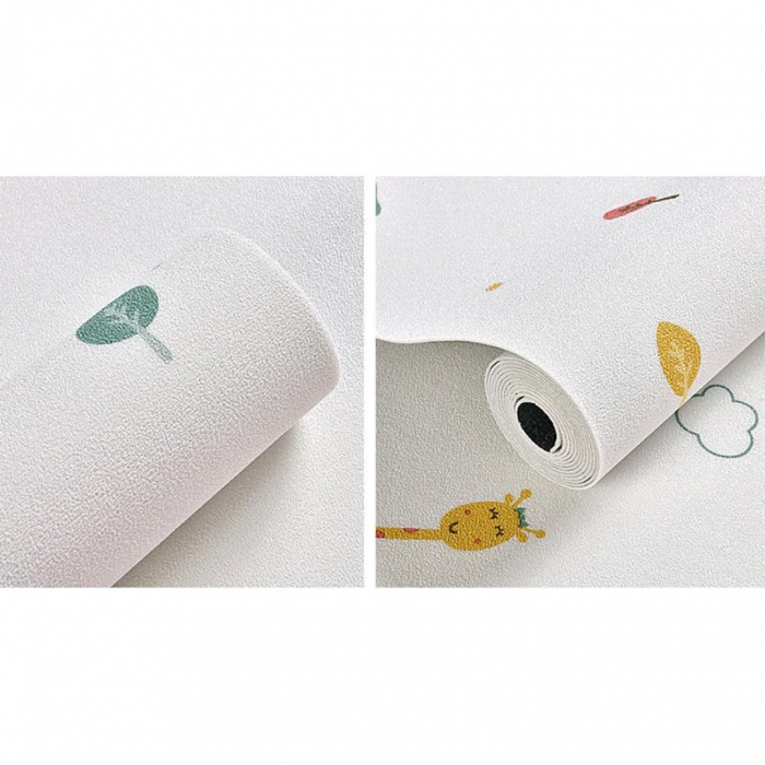 Rola Autoadeziva pentru Perete, Flippy, din Panza, 10 m, Rezistenta la Umezeala, 2.5 mm Grosime, Model Girafa si Elefant, Multicolor [2]