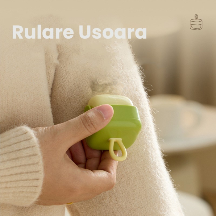 Rola pentru scame, Flippy, Indreptator de Scame Laviabila, forma de Cub din plastic, Portabil si Dragut 6 x 4.3 x 4.3 cm, Verde Matcha [3]