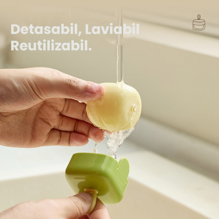 Rola pentru scame, Flippy, Indreptator de Scame Laviabila, forma de Cub din plastic, Portabil si Dragut 6 x 4.3 x 4.3 cm, Verde Matcha [2]