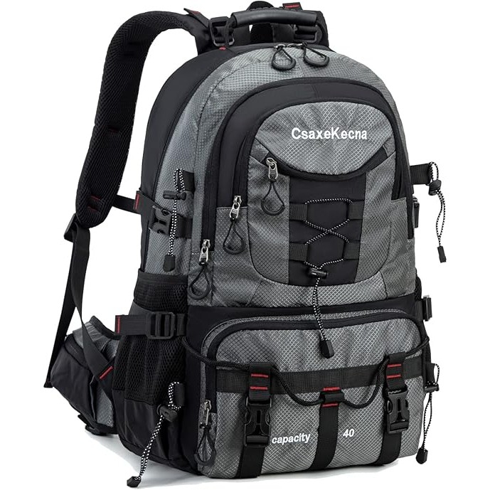 Rucsac Multifunctional de Alpinism, Flippy, Capacitate 36-55 L, de Calatorie, Impermeabil, Slot USB Incarcare Telefon, Bretele Reglabile, 52 x 34 x 19 cm, Gri [3]