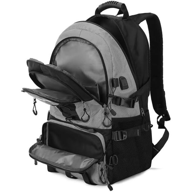 Rucsac Multifunctional de Alpinism, Flippy, Capacitate 36-55 L, de Calatorie, Impermeabil, Slot USB Incarcare Telefon, Bretele Reglabile, 52 x 34 x 19 cm, Gri [2]
