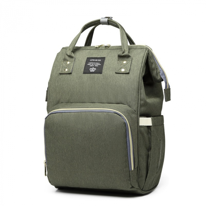 Rucsac Multifunctional pentru Mamici, Flippy, din Panza Oxford, Compartimentare Multipla, Impermeabil, 43 x 18 x 26 cm, Verde Army [3]