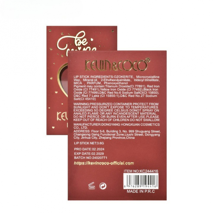 Ruj de Buze Mat, KEVIN &amp; COCO, Be Mine, Lip-Stick Roz, 11.2 x 7.2 x 2.5 cm [2]