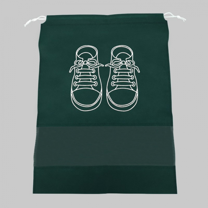 Sac depozitare incaltaminte, pentru voiaj sau depozitare, rezistent la praf, compatibil cu masina de spalat, 27 x 36 cm, verde inchis [2]