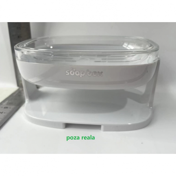 Savoniera cu Suport 2 in 1, Flippy, Pentru Perete sau Blat, PET, Scurgere Optima, Alb [2]
