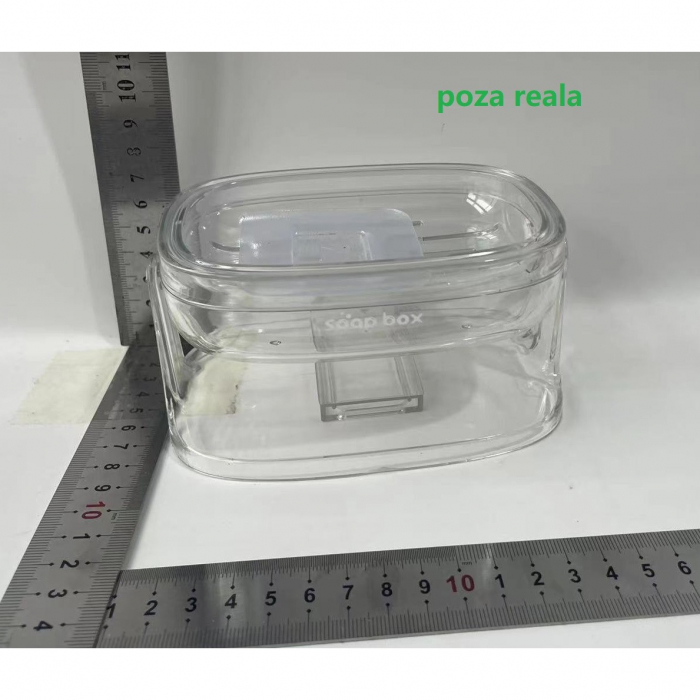 Savoniera cu Suport 2 in 1, Flippy, Pentru Perete sau Blat, PET, Scurgere Optima, Argintiu Transparent [2]