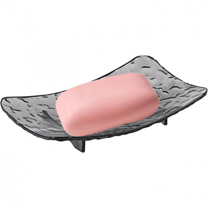 Savoniera din Plastic Flippy, 11 x 8 cm, cu Scurgere Apa, Design Modern, Gri [3]