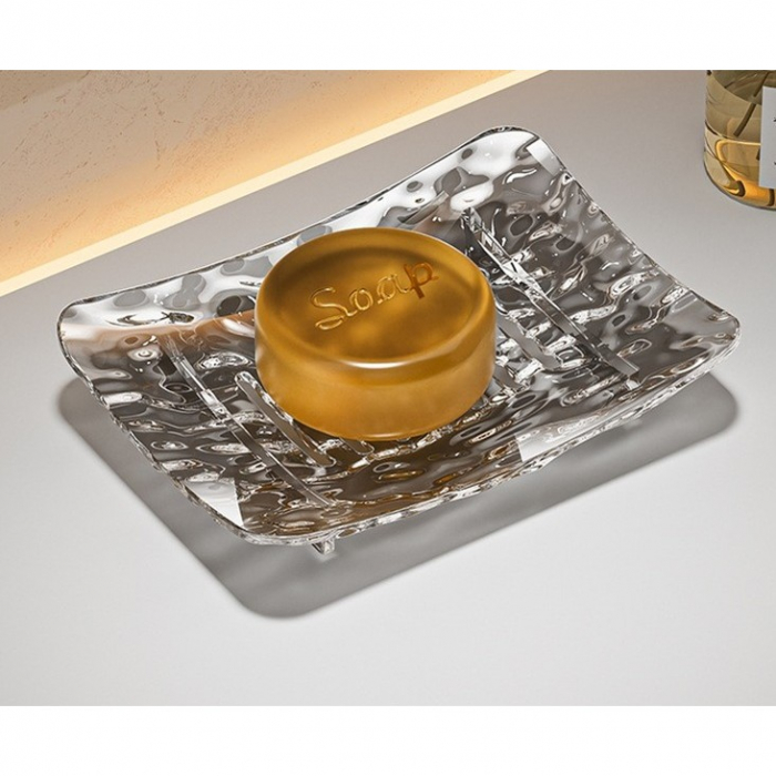 Savoniera din Plastic Flippy, 11 x 8 cm, cu Scurgere Apa, Design Modern, Gri [2]