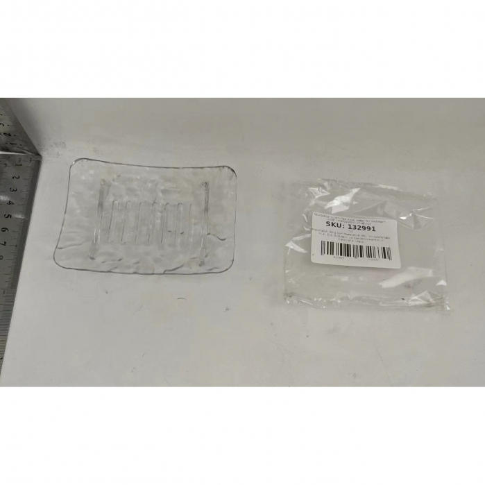 Savoniera din Plastic Flippy, 11 x 8 cm, cu Scurgere Apa, Design Modern, Transparent [2]