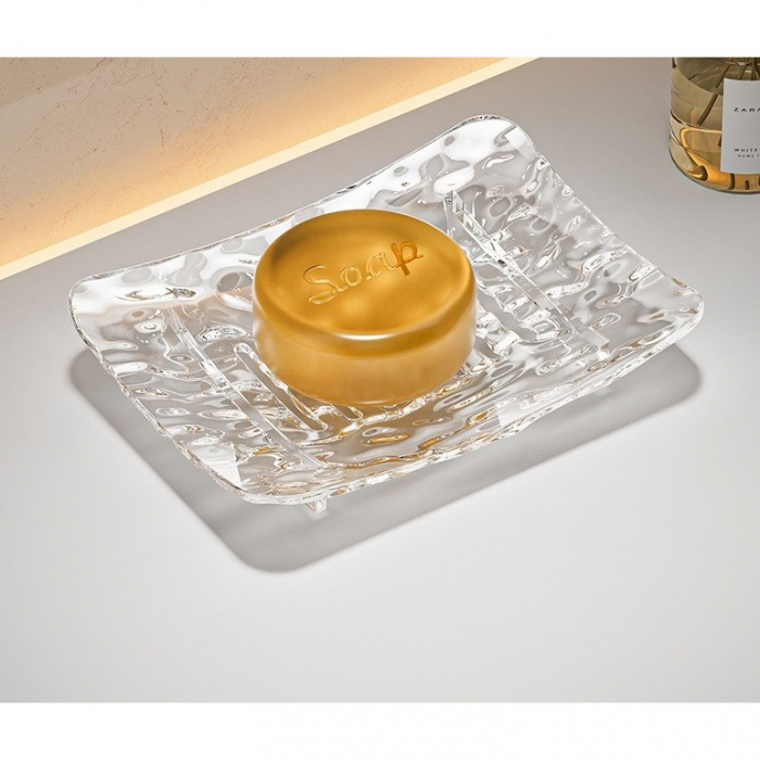 Savoniera din Plastic Flippy, 15 x 9 cm, cu Scurgere Apa, Design Modern, Transparent [2]