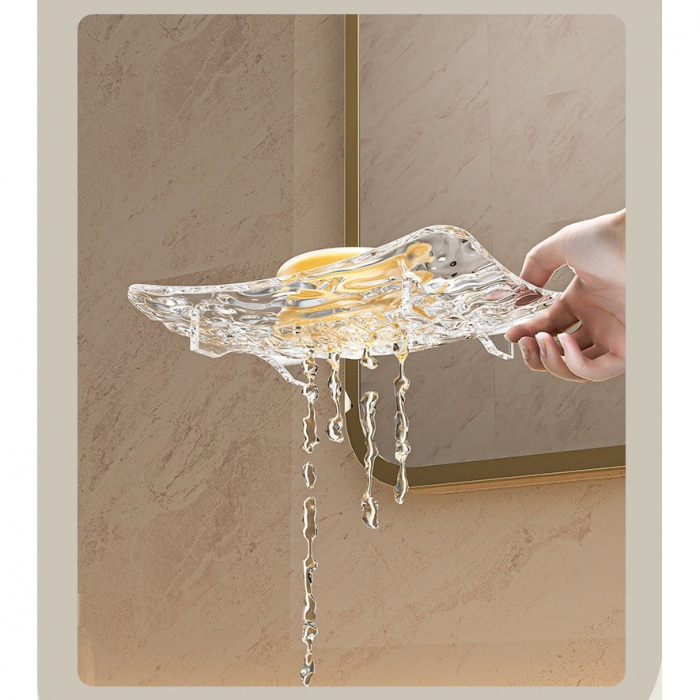 Savoniera din Plastic Flippy, 15 x 9 cm, cu Scurgere Apa, Design Modern, Transparent [5]