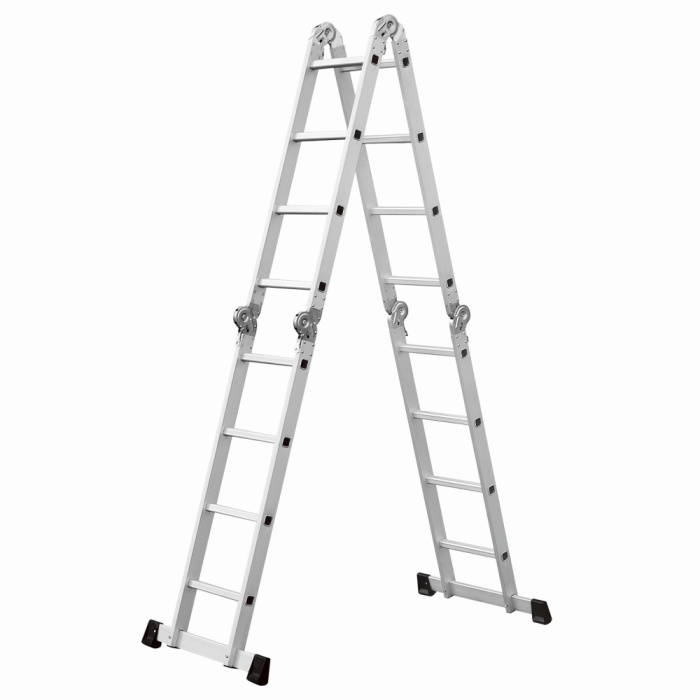 Scara multifunctionala din aluminiu cu balama MESTERINO TOOLS JL-201-4X4, 4.7 metri, 4x4 trepte, greutate maxima 150 kg [2]