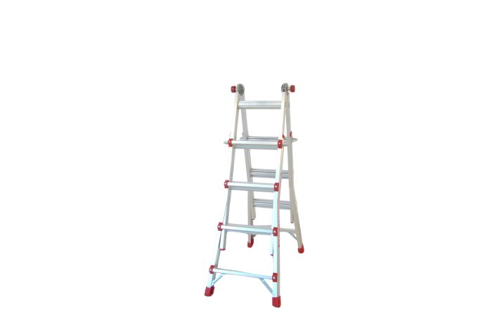 Scara multifunctionala din aluminiu cu balama MESTERINO TOOLS JL-404S-4X4, 3.9 metri, 4x4 trepte, greutate maxima 150 kg [6]