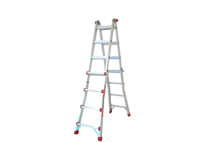 Scara multifunctionala din aluminiu cu balama MESTERINO TOOLS JL-404S-4X4, 3.9 metri, 4x4 trepte, greutate maxima 150 kg [4]