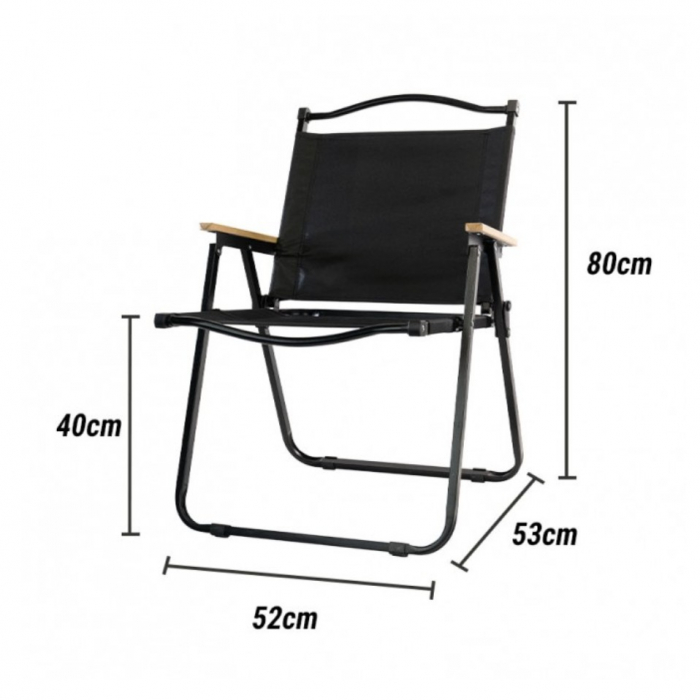 Scaun camping, Aluminiu, Pliabila, Flippy, 52 x 53 x 80 cm, Negru [3]
