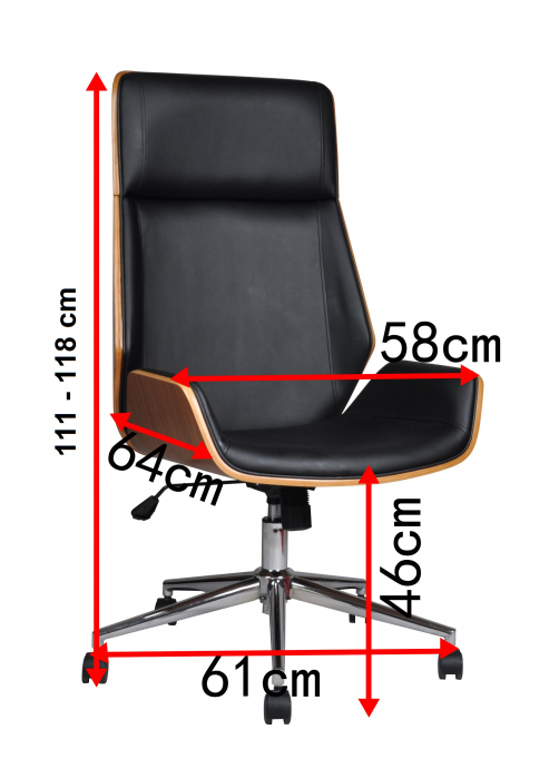 Scaun de birou directorial US116 Calisto, negru, 60x65x111-118 cm [6]