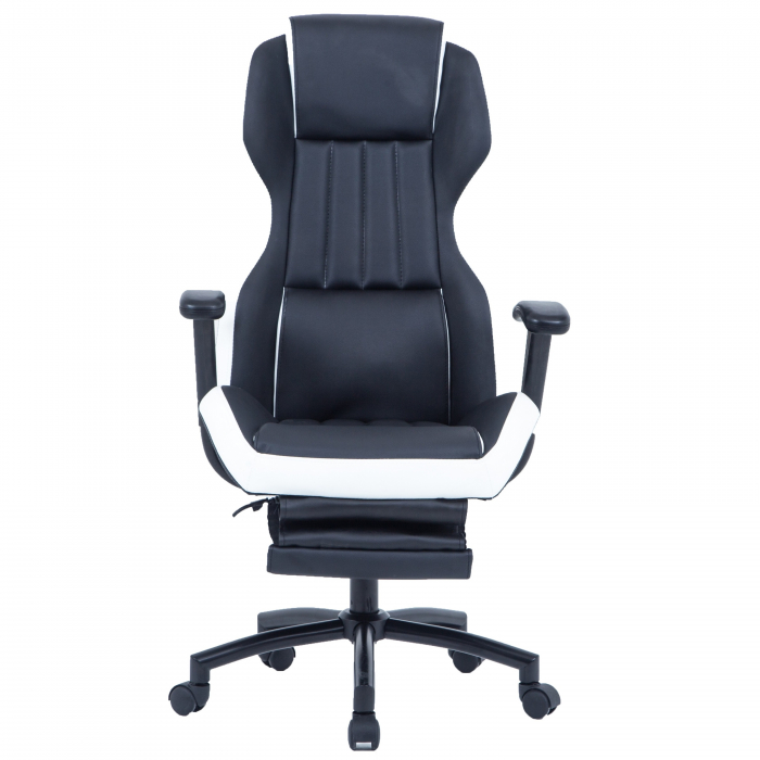 Scaun de birou directorial US77 Kronos, negru si alb, 65x64x114-122 cm [2]