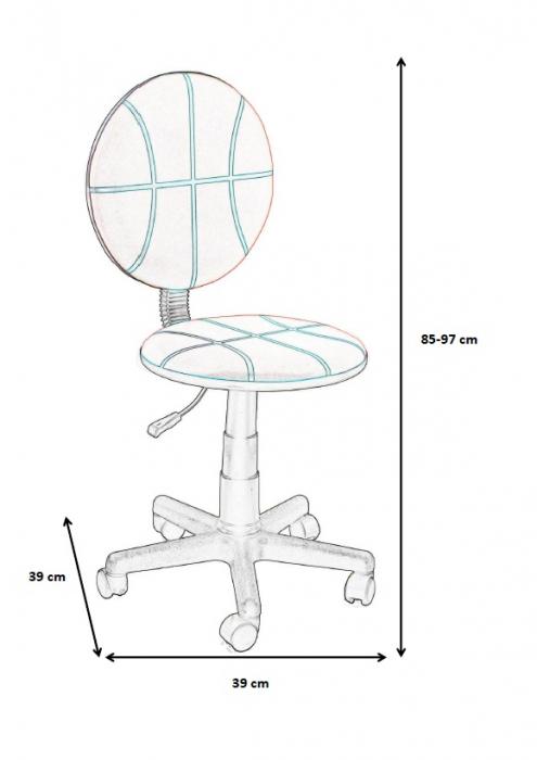 Scaun de birou US88 Basketball, portocaliu, 39x39x85-97 [7]