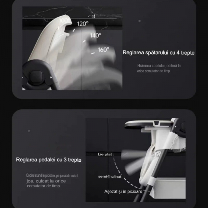 Lichidare Scaun de Masa pentru Bebelusi si Copii, Flippy, 2 Tavite si Husa Detasabile, Multifuncțional, Stabil, Centura de Siguranta, Inaltime Ajustabila, Spatar Reglabil Moale, Cos de Depozitare, 100 [3]