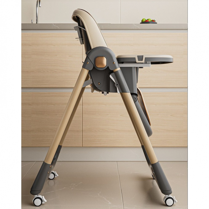 Scaun de Masa pentru Bebelusi si Copii, Flippy, 2 Tavite si Husa Detasabile, Multifuncțional, Stabil, Centura de Siguranta, Inaltime Ajustabila, Spatar Reglabil Moale, Cos de Depozitare, 100x50x80cm,  [9]