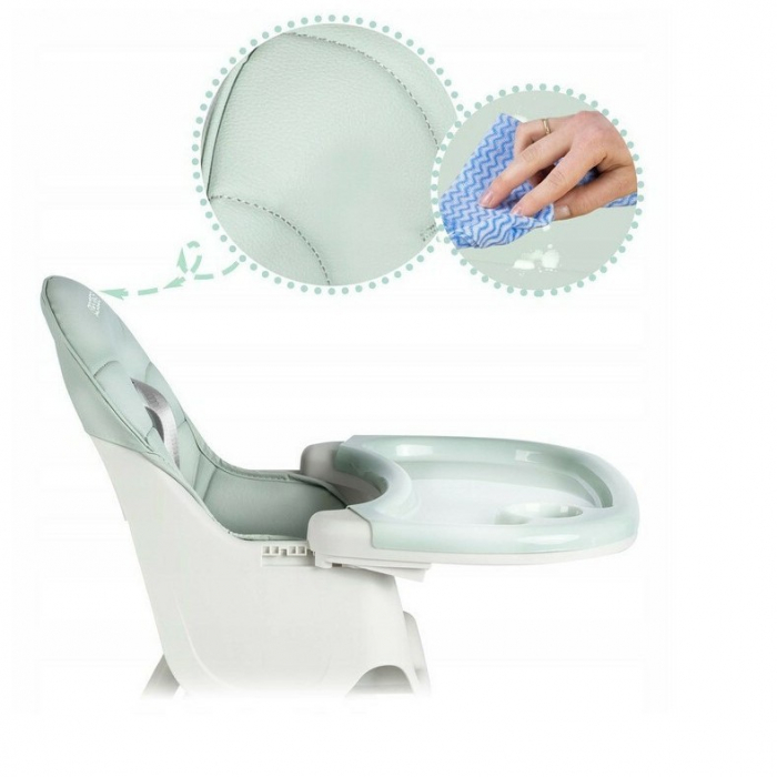 Scaun de Masa pentru Bebelusi si Copii, Flippy, cu Roti, Telescopic, Pliabil, Masuta Reglabila, Suport Picioare, Scaun cu Invelis Piele Artificiala, Centura Siguranta, Spatiu Depozitare, 97x73x65 cm,  [6]