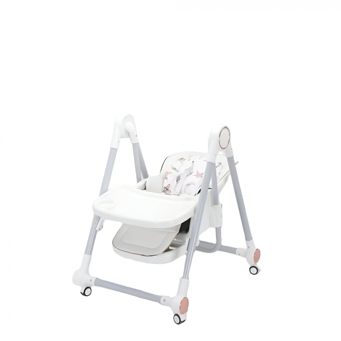 Scaun de Masa pentru Bebelusi si Copii, Flippy, Tavita si Husa Detasabile, Multifuncțional, Stabil, Centura de Siguranta, Inaltime Ajustabila, Spatar Reglabil Moale, Balansoar, de la 6 Luni, Alb [2]