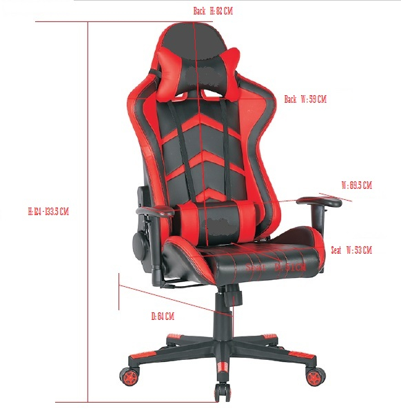 Scaun gaming US90 Indianapolis, negru si rosu, 69.5x64x124-133.5 cm [6]