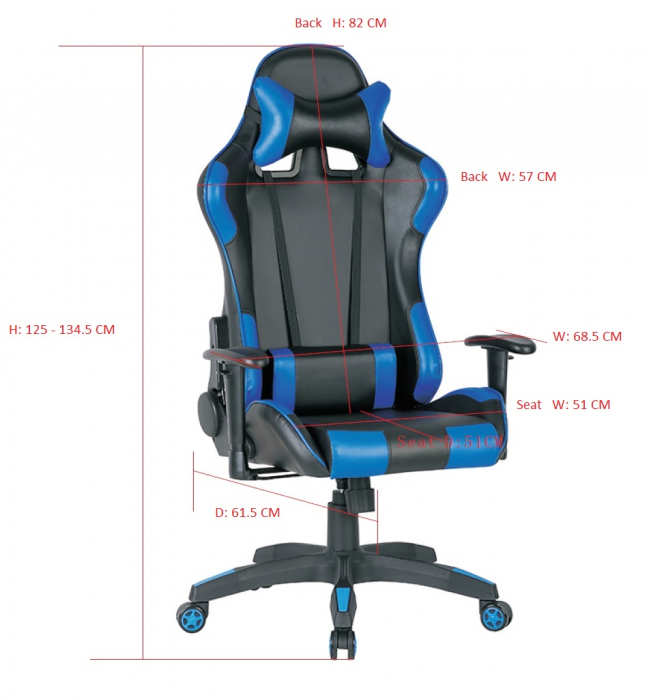 Scaun gaming US90 Silverstone, negru si albastru, 68.5x61.5x125-134.5 cm [6]