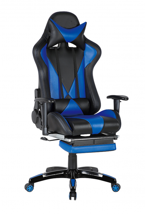 Scaun gaming US90 Suzuka, negru si albastru, 69.5x61x125-134.5 cm [1]