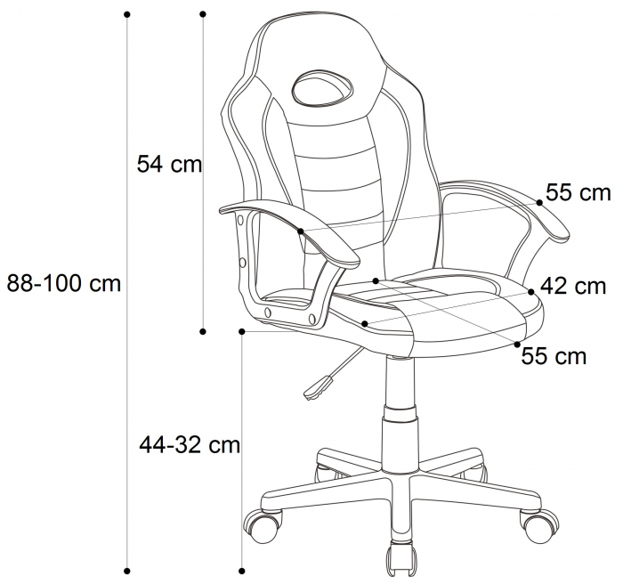 Scaun gaming US92 Euro, albastru, 55x55x88-100 cm [5]