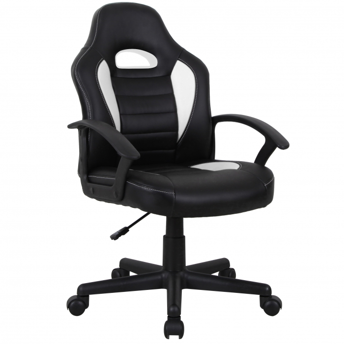 Scaun gaming US92 Euro, negru si alb, 55x55x88-100 cm [1]