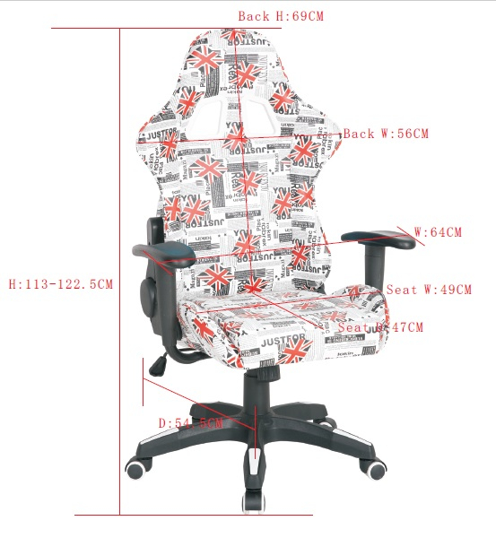 Scaun gaming US93 London, multicolor, 64x54.5x113-122.5 cm [6]