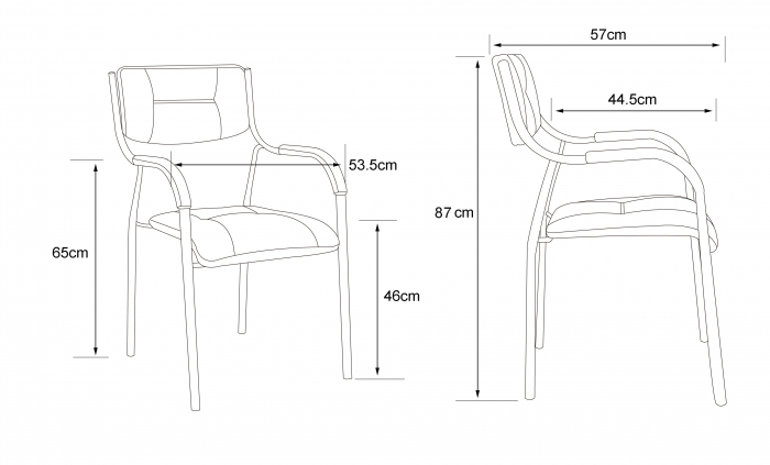 Scaun vizitator cu manere, bej, 53.5x57x87 cm [6]
