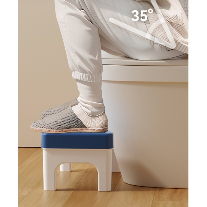 Scaunel WC, Flippy, Tratament Impotriva Hemoroizilor si Constipatiei, Scaun Inaltator WC Copii, Suport Picioare WC, Taburet Inaltator Pozitia Corecta Ghemuit Pe WC, Plastic Rezistent, 17x22x38 cm, Alb [8]