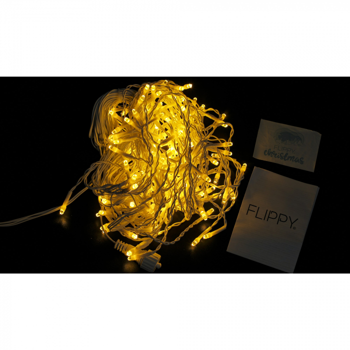 Sectiune de Craciun Flippy® Tip Turturi, 8 jocuri de lumini Sectiu 5 m, 143 LED-uri, Interconectabila, Fir Alb, Alb Cald [4]