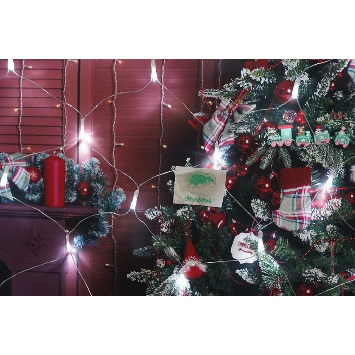 Sectiune Instalatie de Craciun Flippy, Tip Plasa, 80 LED-uri, 2 m x 1 m, 8 jocuri de lumini, Interconectabila, Fir transparent, Alb rece [4]
